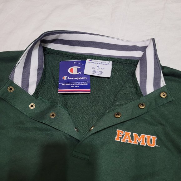 Champion FAMU Florida A&M Rattlers Pullover Snap Sweatshirt Dark Green Orange - Picture 5 of 9